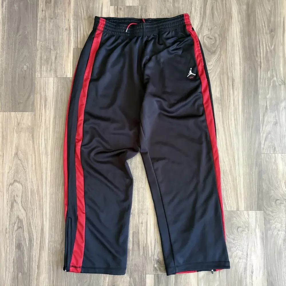 Vintage Air Jordan Track Pants Men's Size L 34x29 Black Red BRED Basketball